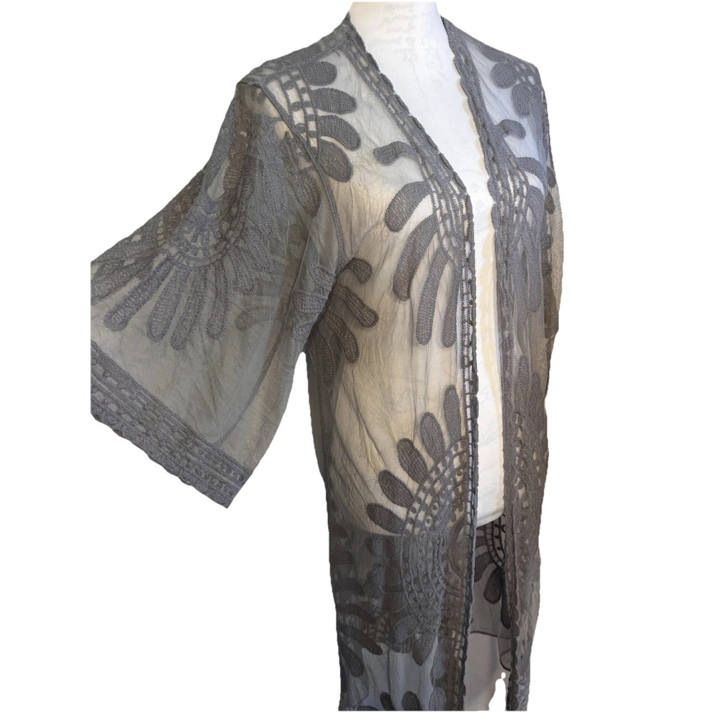 Kimono Women's Small Sheer Lace  Duster‎ Boho Festival Aztec Cover-Up/lingerie - Picture 4 of 7